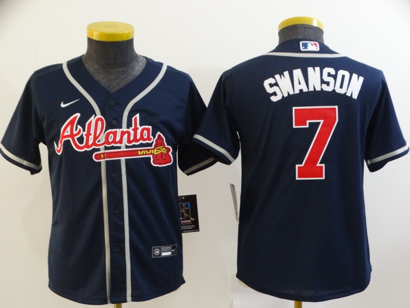 2021 Youth Atlanta Braves #7 Swanson blue Nike Game MLB Jerseys->youth mlb jersey->Youth Jersey